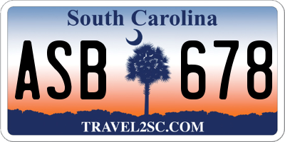SC license plate ASB678