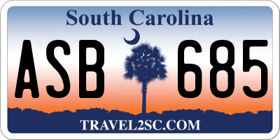 SC license plate ASB685