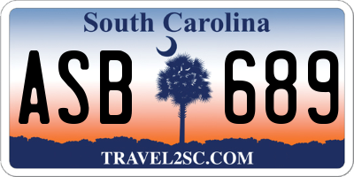 SC license plate ASB689
