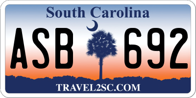 SC license plate ASB692