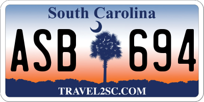 SC license plate ASB694