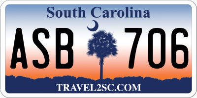 SC license plate ASB706