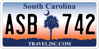 SC license plate ASB742