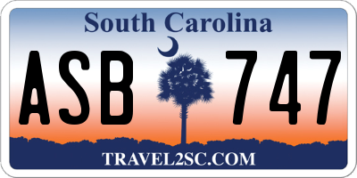 SC license plate ASB747