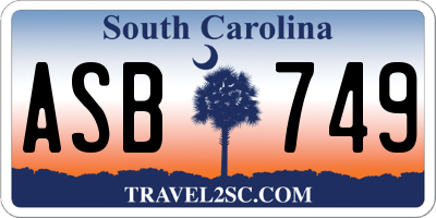 SC license plate ASB749