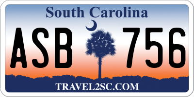 SC license plate ASB756