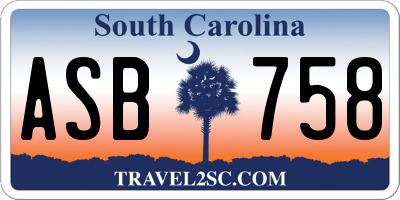 SC license plate ASB758
