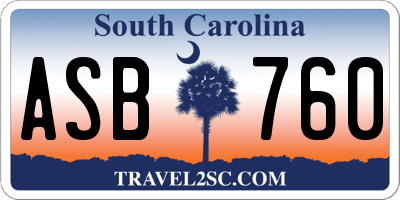 SC license plate ASB760