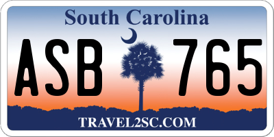 SC license plate ASB765