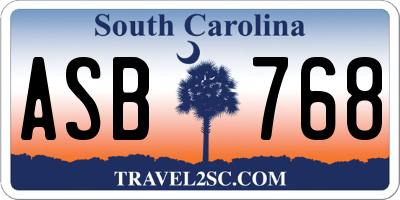SC license plate ASB768