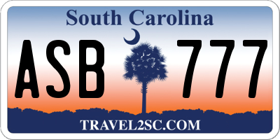 SC license plate ASB777