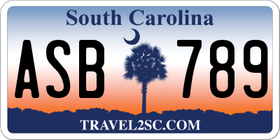 SC license plate ASB789