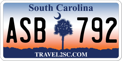 SC license plate ASB792
