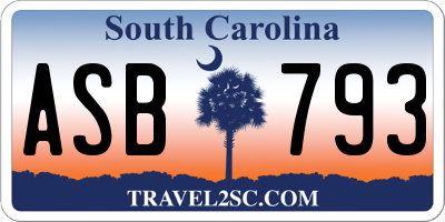 SC license plate ASB793
