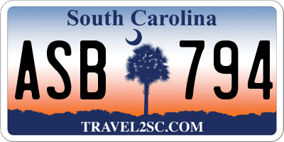 SC license plate ASB794