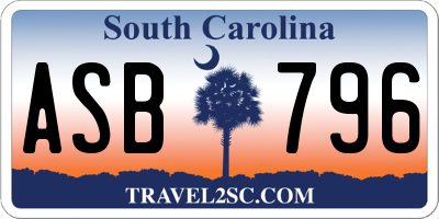 SC license plate ASB796