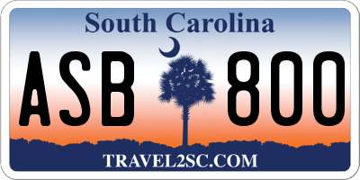 SC license plate ASB800