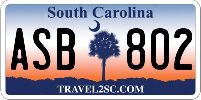 SC license plate ASB802