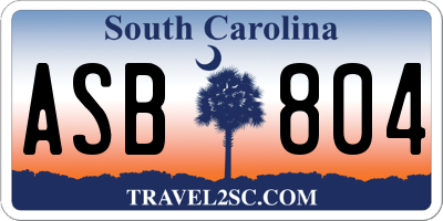 SC license plate ASB804