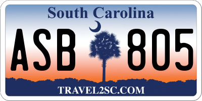 SC license plate ASB805