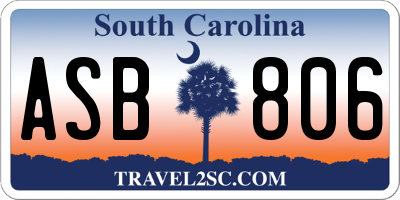SC license plate ASB806