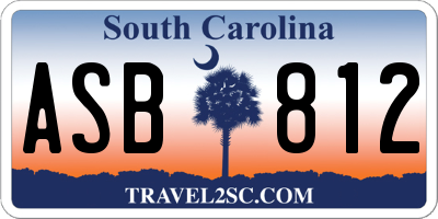 SC license plate ASB812