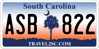 SC license plate ASB822