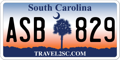 SC license plate ASB829