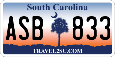 SC license plate ASB833