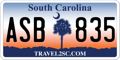 SC license plate ASB835