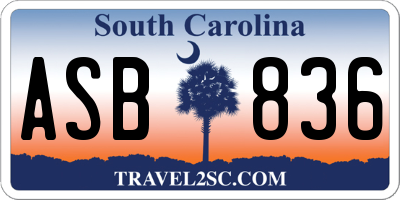 SC license plate ASB836