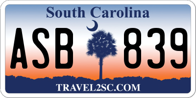 SC license plate ASB839
