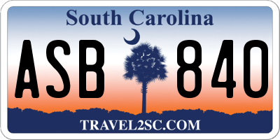 SC license plate ASB840