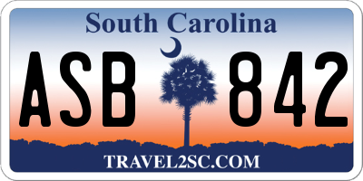 SC license plate ASB842