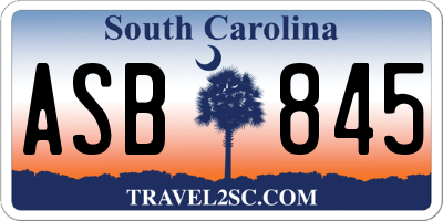 SC license plate ASB845