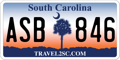 SC license plate ASB846