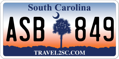 SC license plate ASB849