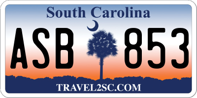 SC license plate ASB853