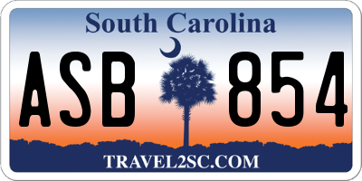 SC license plate ASB854
