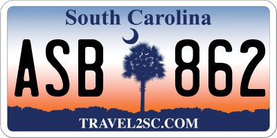 SC license plate ASB862