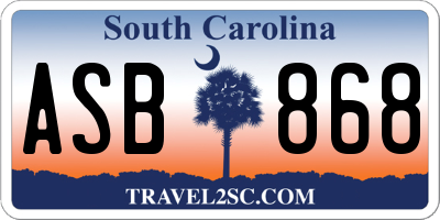 SC license plate ASB868