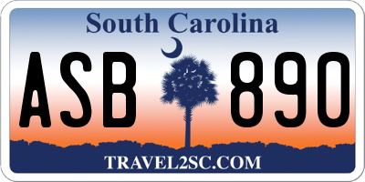 SC license plate ASB890