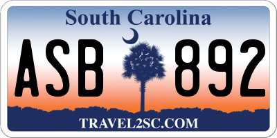 SC license plate ASB892