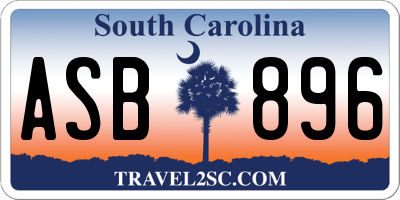SC license plate ASB896