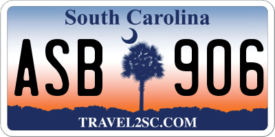 SC license plate ASB906