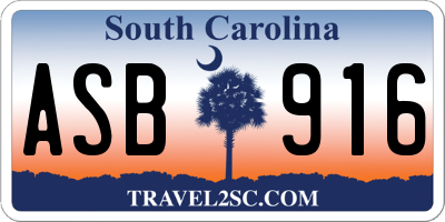 SC license plate ASB916