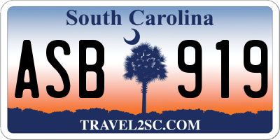 SC license plate ASB919