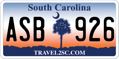 SC license plate ASB926