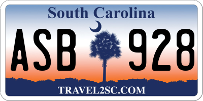 SC license plate ASB928