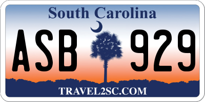 SC license plate ASB929